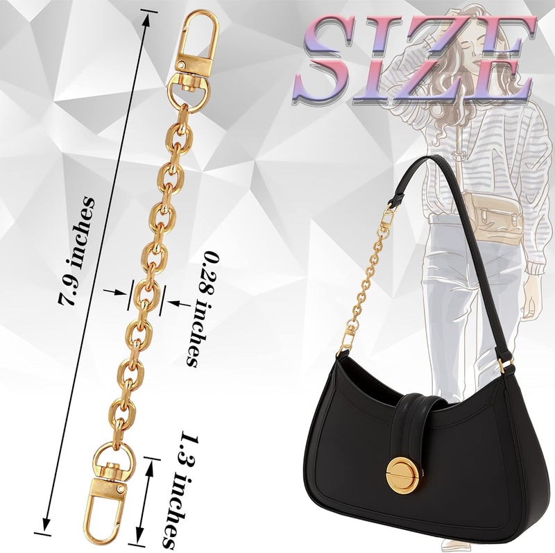 Chewarelly 1 Pcs Purse Chain Strap Cross Body Chain Strap Replacement Chain for Handbag Shoulder Bag Purse(O Chain 0.28 Inch-7.9 Inches/20cm, Gold) - Image 2